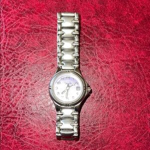 Silver Metal Watch with White Dial